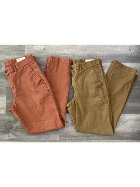2 - GAP Chino Pants 5-Pocket Twill  Rust Brown Flat Front Slim Straight 34 X 32